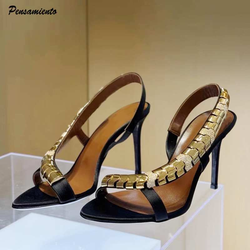 Summer Clothing Elegant - Luxury Rhinestones Sequined Satin Women Gladiator