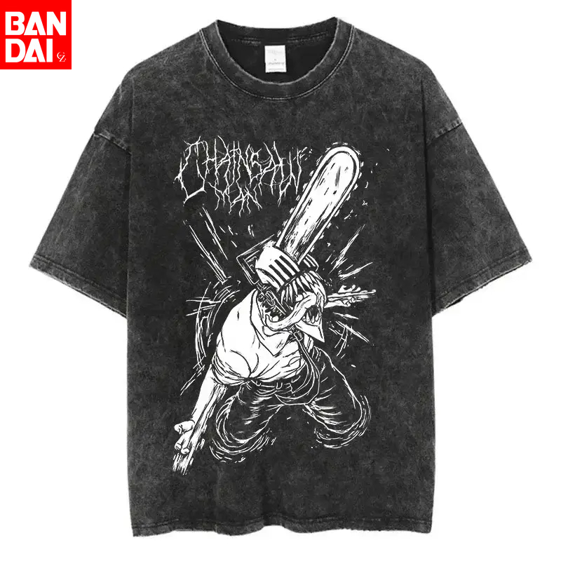 Summer Clothing Japan - Chainsaw Man Denji White Metal Graphic