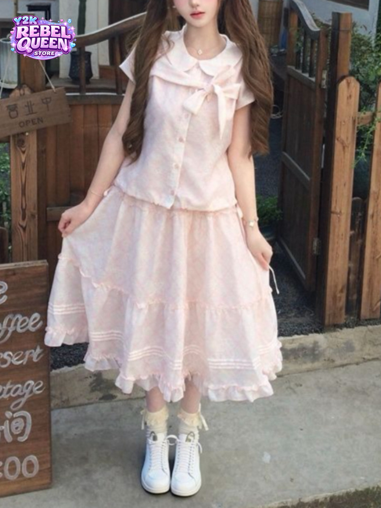 Summer Clothing Japan - Japanese Vintage Sweet Bow Peter Pan