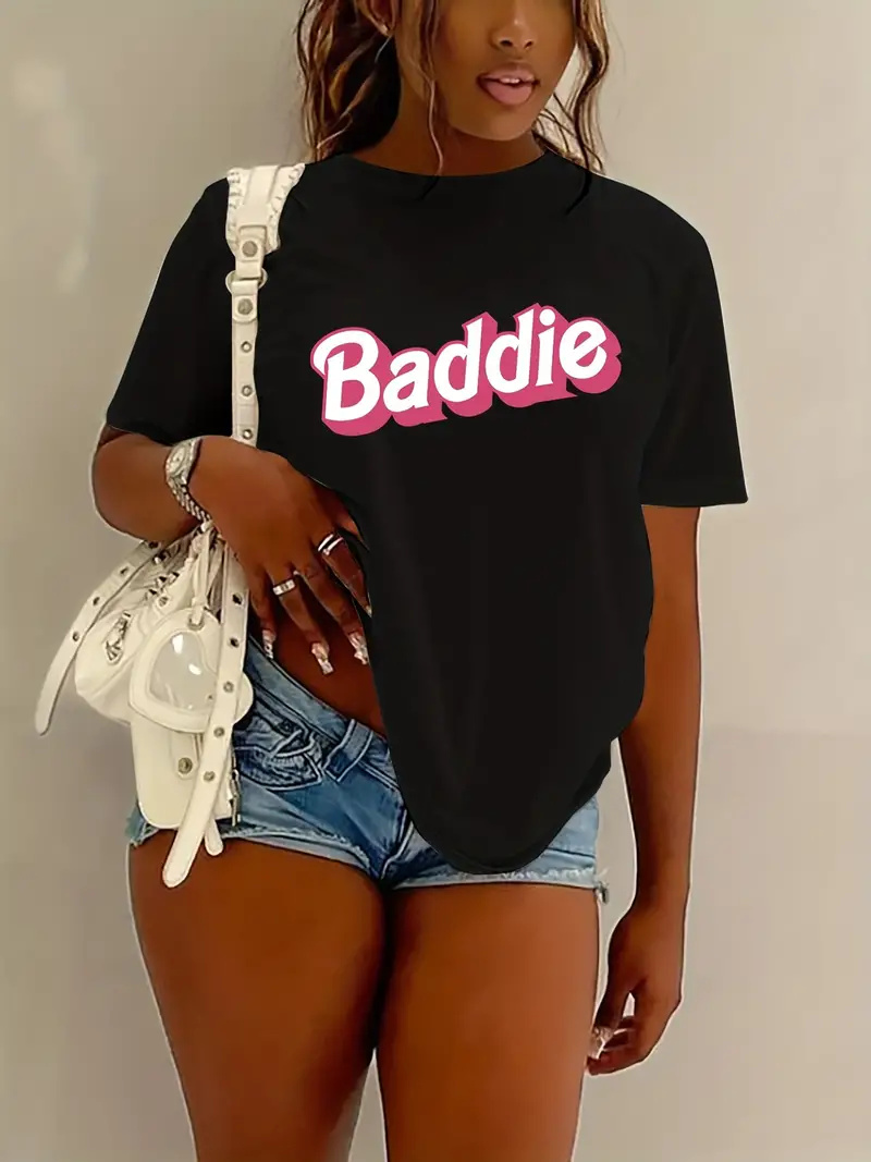 Baddie Print Crew Neck T-shirt - Summer Clothing Drop recension och pris