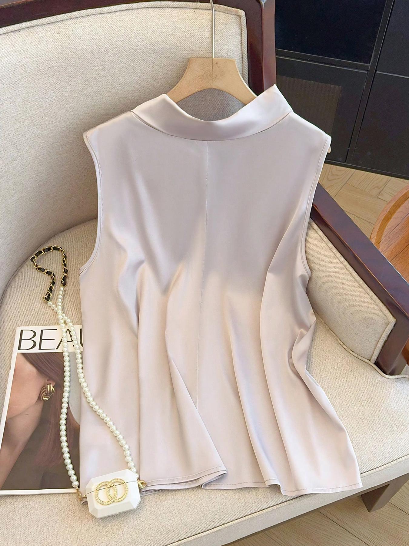 【Plus Size】 Solid Color Tie Fr - Summer Clothing Plus recension och pris