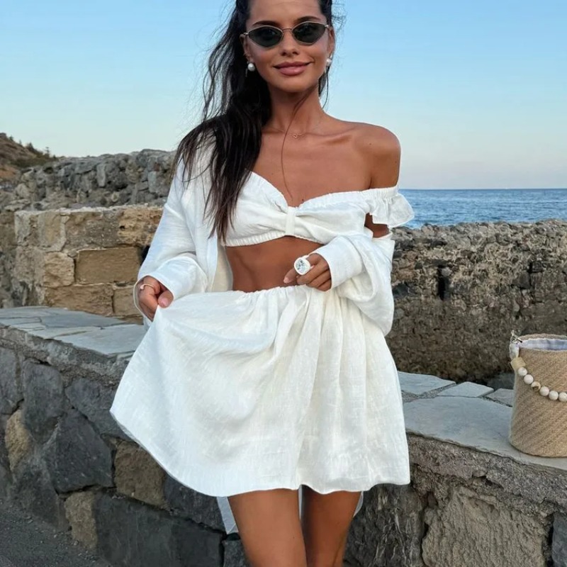 Tank Top Puffy Mini Skirt Two  - Summer Clothing Women Sale recension och pris