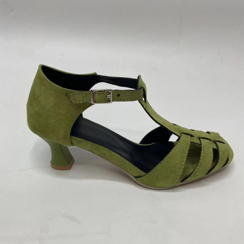 Women's Green Suede Kitten Hee - Summer Clothing Elegant recension och pris
