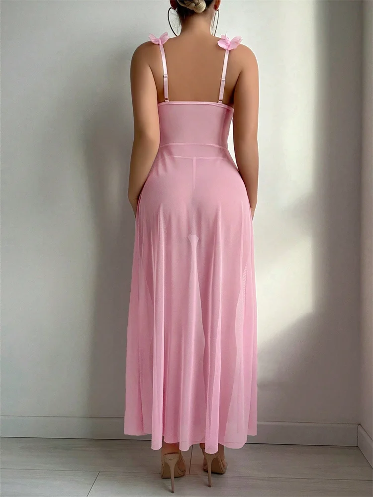 Pink Floral Lace See Through N - Summer Clothing Elegant recension och pris
