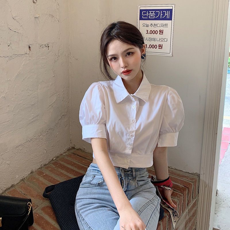 Korean Summer Puff sleeve Whit - Summer Clothing For Teens recension och pris