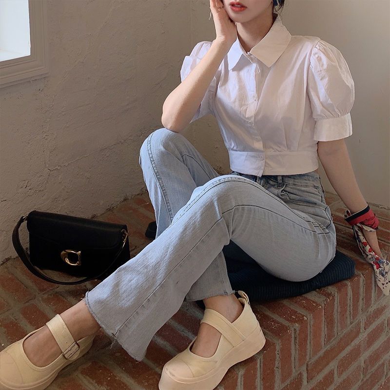 Korean Summer Puff sleeve Whit - Summer Clothing For Teens recension och pris