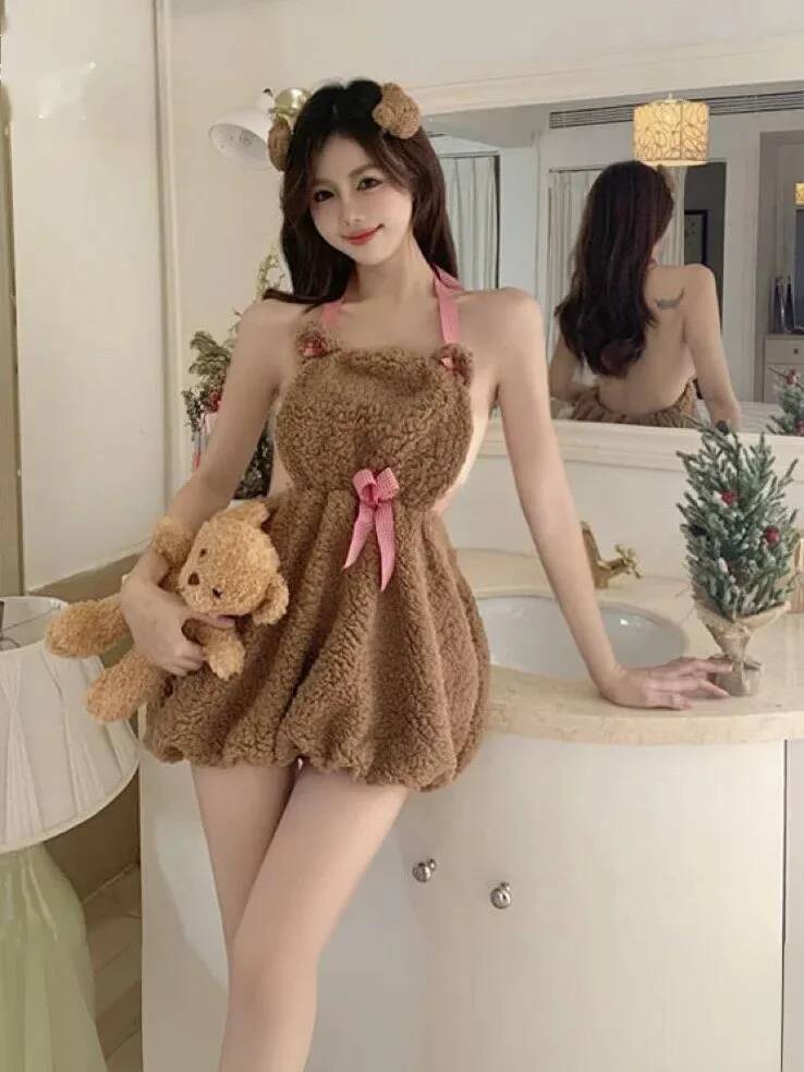 New Plush Backless Short Dress - Summer Clothing Drop recension och pris