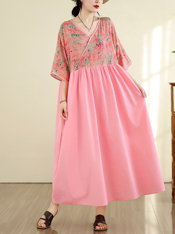Retro Style Cotton Linen V-Nec - Summer Clothing New Look recension och pris