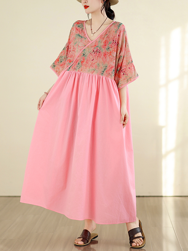 Retro Style Cotton Linen V-Nec - Summer Clothing New Look recension och pris