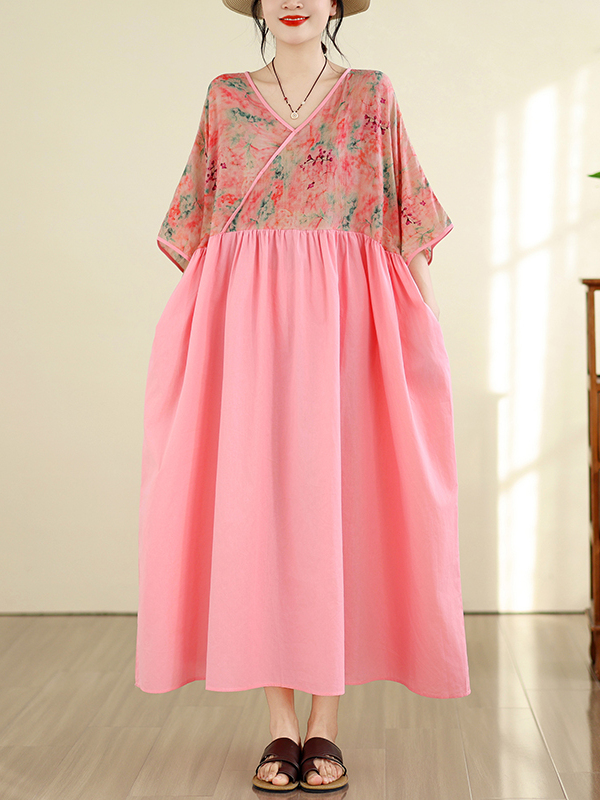 Retro Style Cotton Linen V-Nec - Summer Clothing New Look recension och pris